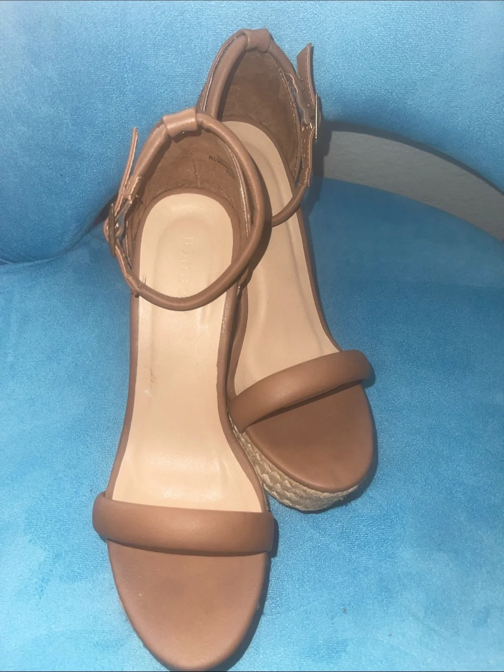 Brown Espadrille Wedge Sandals with Ankle Strap - Women